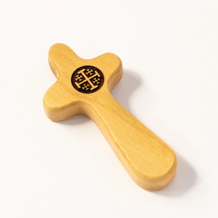 Cruce din lemn de maslin cu Crucea Ierusalimului