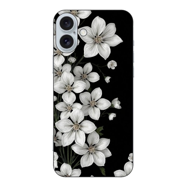 Husa compatibila cu Apple iPhone 16 Plus Silicon Gel Tpu Model Pure White Flowers