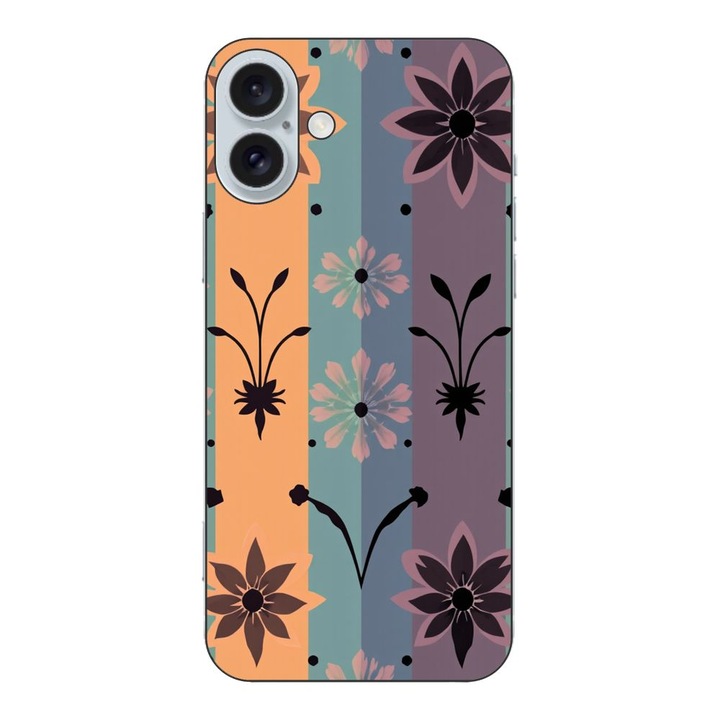 Husa compatibila cu Apple iPhone 16 Plus Silicon Gel Tpu Model Vintage Decal Flower