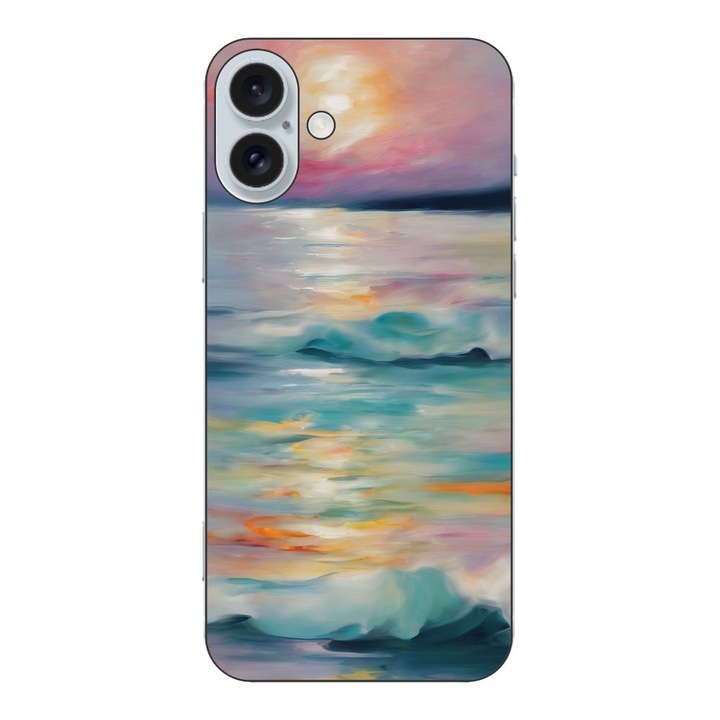 Husa compatibila cu Apple iPhone 16 Plus Silicon Gel Tpu Model Watercolor Sea View
