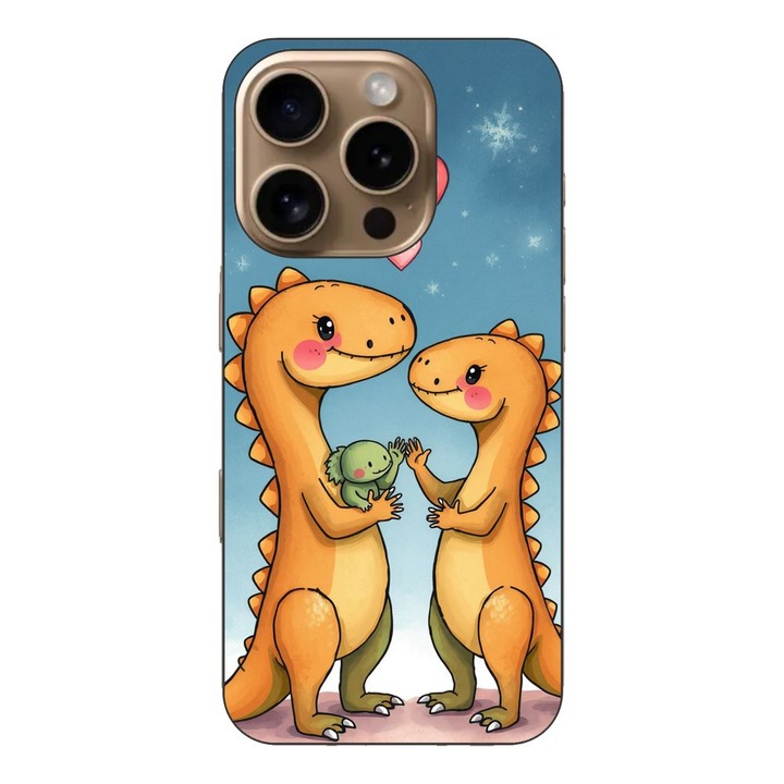 Husa compatibila cu Apple iPhone 16 Pro Silicon Gel Tpu Model Dino Cute Family