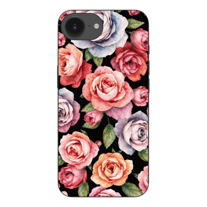 Husa compatibila cu Apple iPhone 16e Silicon Gel Tpu Model Colorfull Roses Pattern