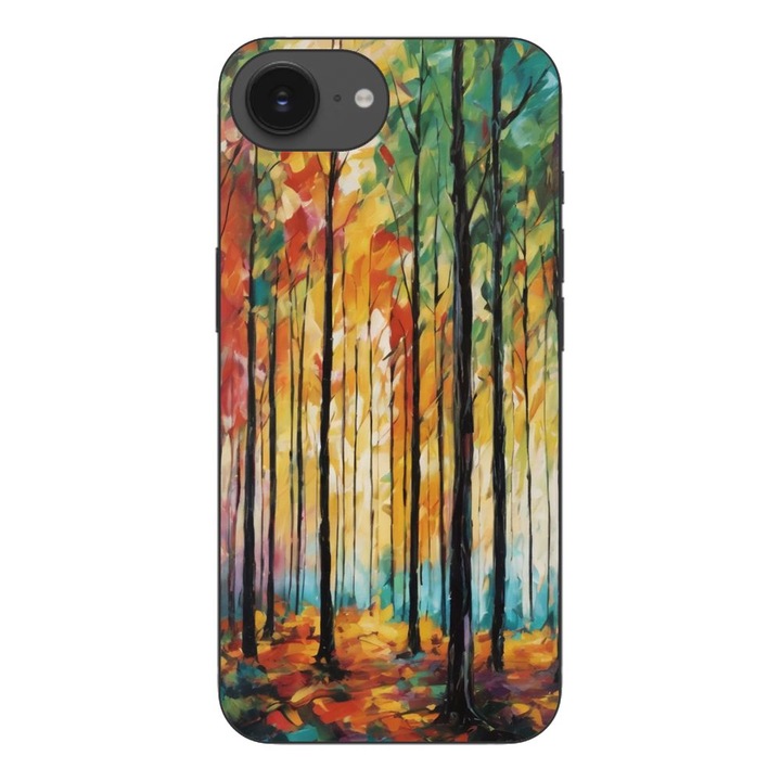 Husa compatibila cu Apple iPhone 16e Silicon Gel Tpu Model Colored Forest Art