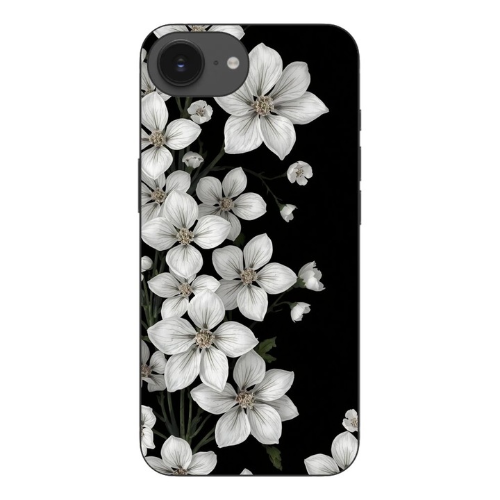 Husa compatibila cu Apple iPhone 16e Silicon Gel Tpu Model Pure White Flowers
