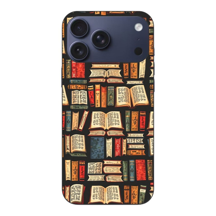 Husa compatibila cu Apple iPhone 17 Pro Max Silicon Gel Tpu Model Books Pattern