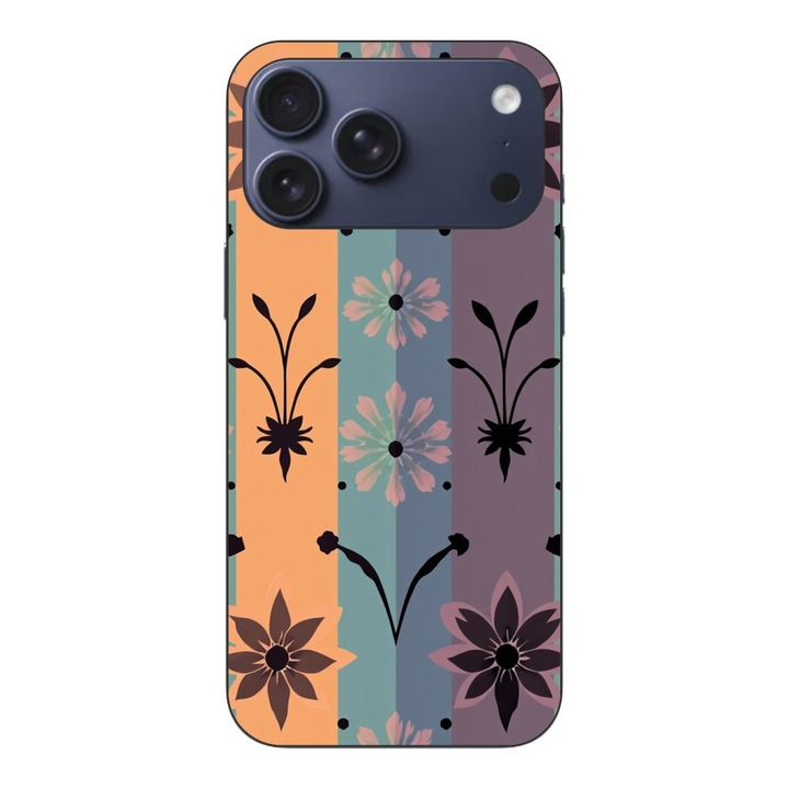 Husa compatibila cu Apple iPhone 17 Pro Max Silicon Gel Tpu Model Vintage Decal Flower