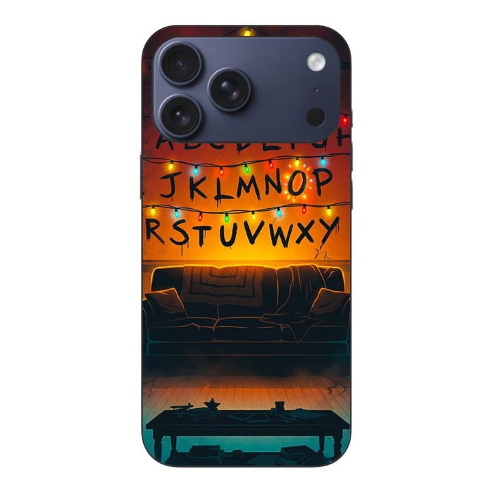 Husa compatibila cu Apple iPhone 17 Pro Max Silicon Gel Tpu Model Stranger Things Alphabet Fairy Lights