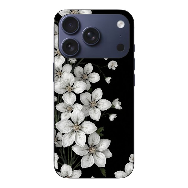 Husa compatibila cu Apple iPhone 17 Pro Silicon Gel Tpu Model Pure White Flowers