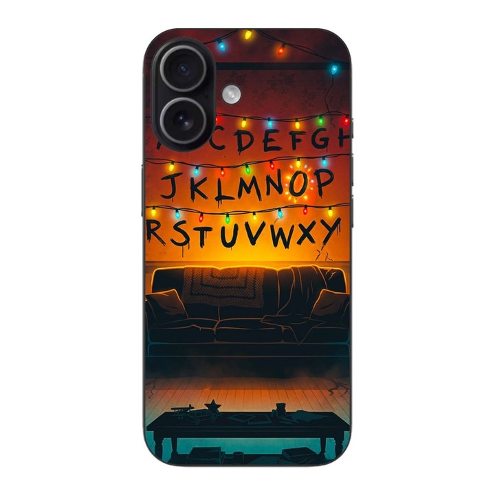Husa compatibila cu Apple iPhone 17 Silicon Gel Tpu Model Stranger Things Alphabet Fairy Lights