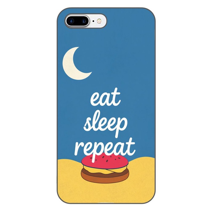 Husa compatibila cu Apple iPhone 7 Plus, 8 Plus Silicon Gel Tpu Model Eat Sleep Repeat