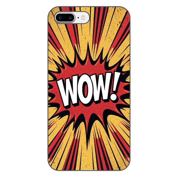 Husa compatibila cu Apple iPhone 7 Plus, 8 Plus Silicon Gel Tpu Model Comic Book WOW Text