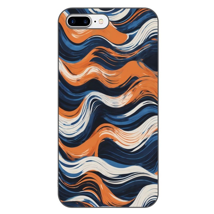 Husa compatibila cu Apple iPhone 7 Plus, 8 Plus Silicon Gel Tpu Model Abstract Crazy Orange Waves