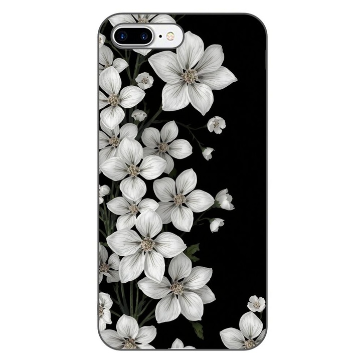Husa compatibila cu Apple iPhone 7 Plus, 8 Plus Silicon Gel Tpu Model Pure White Flowers