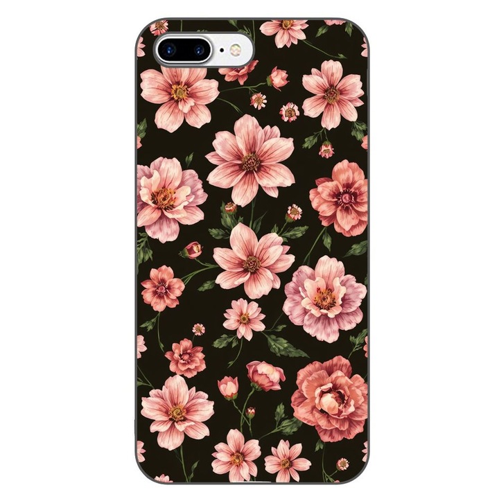 Husa compatibila cu Apple iPhone 7 Plus, 8 Plus Silicon Gel Tpu Model Pink Spring Flowers