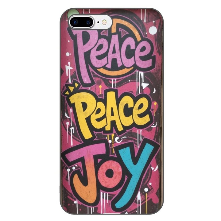 Husa compatibila cu Apple iPhone 7 Plus, 8 Plus Silicon Gel Tpu Model Peace and Joy Graffiti