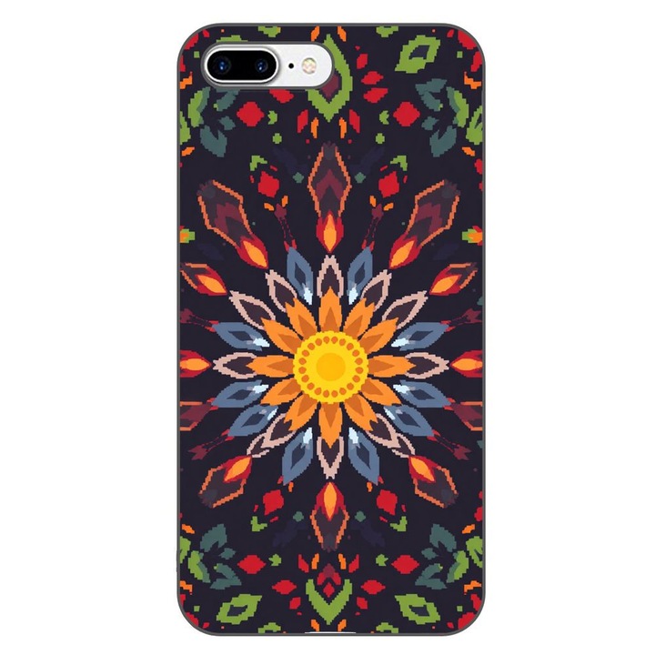 Husa compatibila cu Apple iPhone 7 Plus, 8 Plus Silicon Gel Tpu Model Pixel Art Sun Mistery