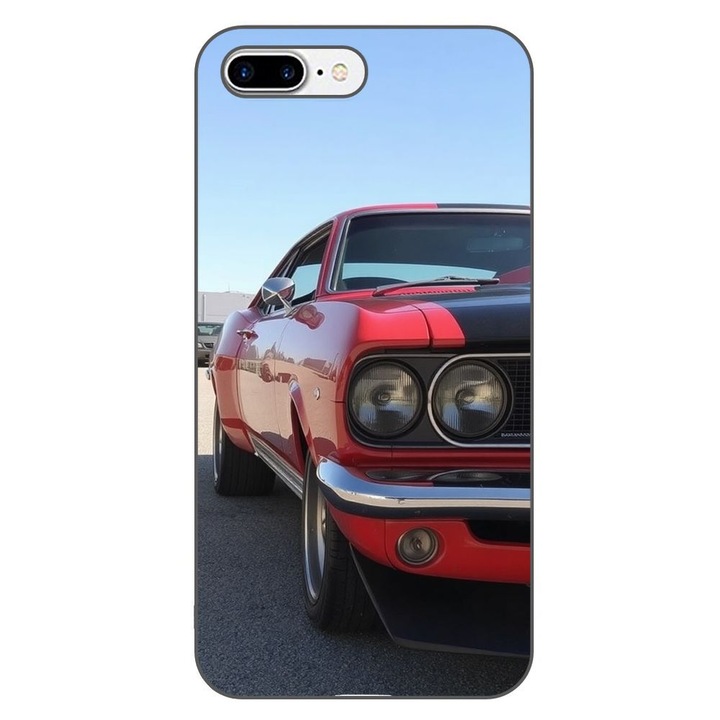 Husa compatibila cu Apple iPhone 7 Plus, 8 Plus Silicon Gel Tpu Model Red Muscle Car