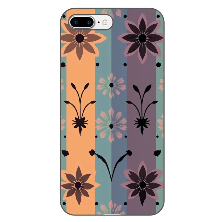 Husa compatibila cu Apple iPhone 7 Plus, 8 Plus Silicon Gel Tpu Model Vintage Decal Flower