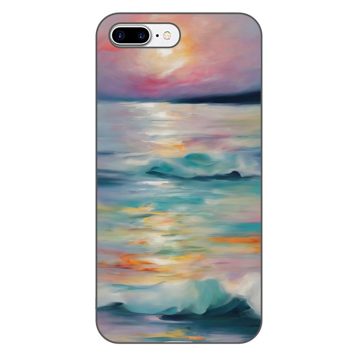 Husa compatibila cu Apple iPhone 7 Plus, 8 Plus Silicon Gel Tpu Model Watercolor Sea View