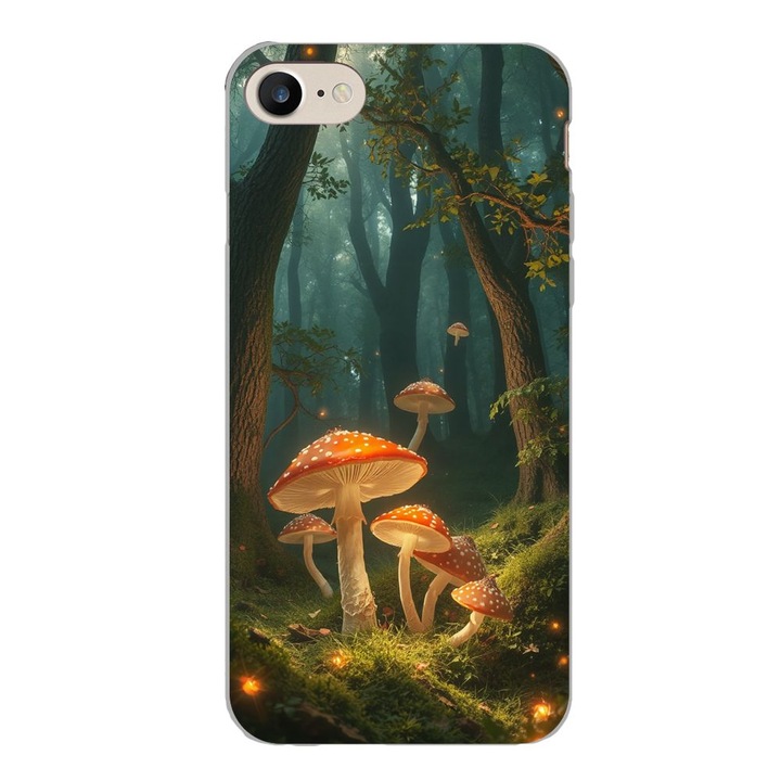 Husa compatibila cu Apple iPhone 7, iPhone 8, iPhone SE 2020 Silicon Gel Tpu Model Glowing Magical Mushrooms