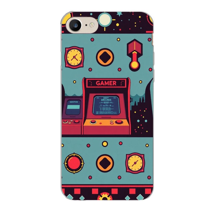 Husa compatibila cu Apple iPhone 7, iPhone 8, iPhone SE 2020 Silicon Gel Tpu Model Gamer Arcade Room