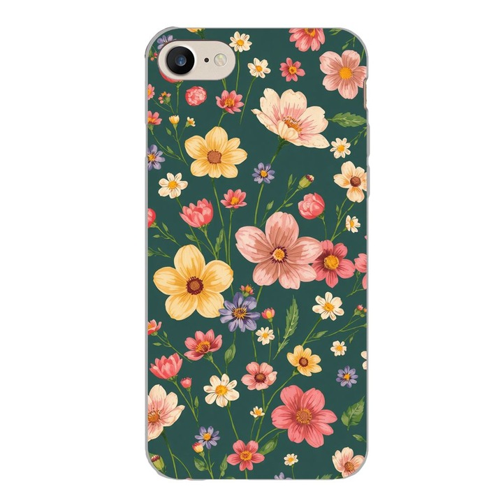 Husa compatibila cu Apple iPhone 7, iPhone 8, iPhone SE 2020 Silicon Gel Tpu Model Vintage Spring Flowers