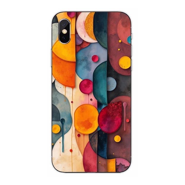 Husa compatibila cu Apple iPhone XS Silicon Gel Tpu Model Abstract Shapes and Colors