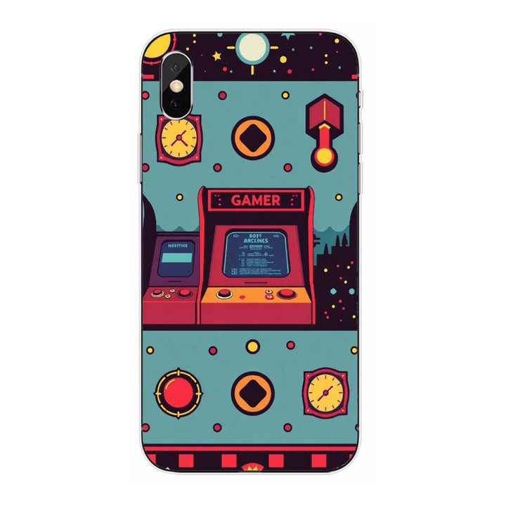 Husa compatibila cu Apple iPhone XS Silicon Gel Tpu Model Gamer Arcade Room