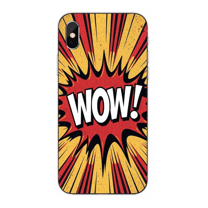 Husa compatibila cu Apple iPhone XS Silicon Gel Tpu Model Comic Book WOW Text