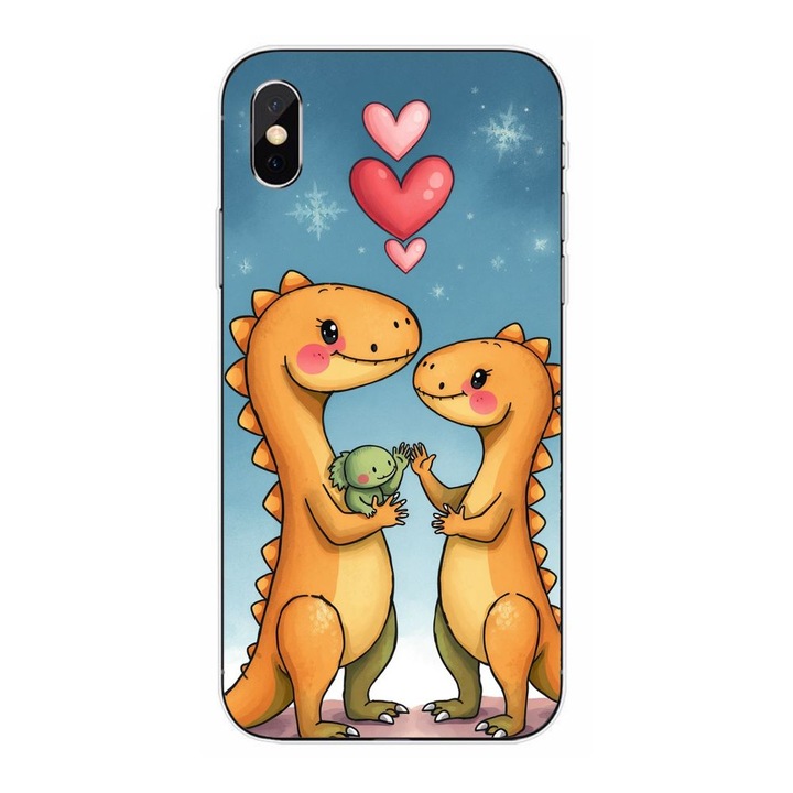Husa compatibila cu Apple iPhone XS Silicon Gel Tpu Model Dino Cute Family