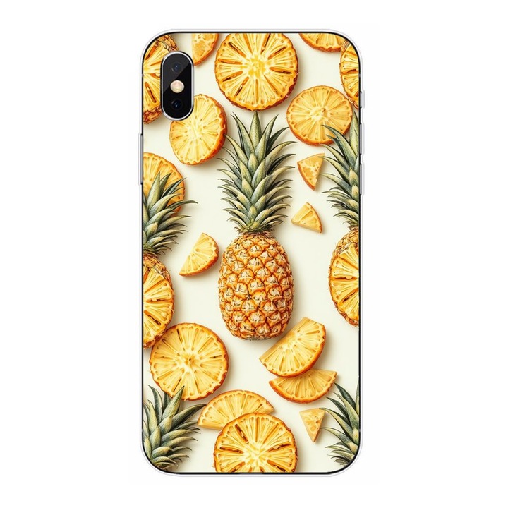 Husa compatibila cu Apple iPhone XS Silicon Gel Tpu Model Juicy Pineapple