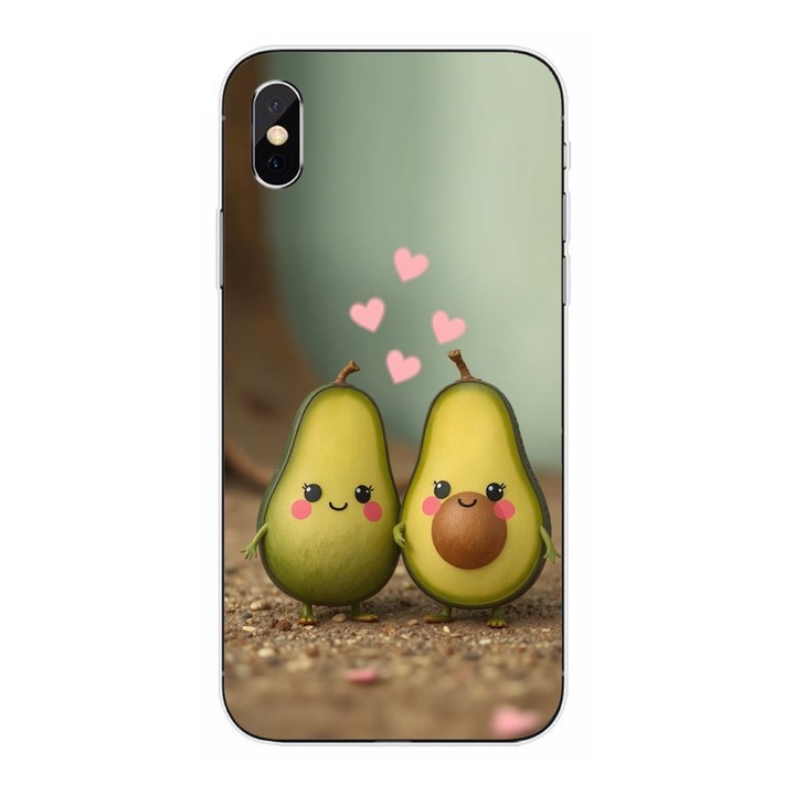 Husa compatibila cu Apple iPhone XS Max Silicon Gel Tpu Model Kawaii Avocados in Love