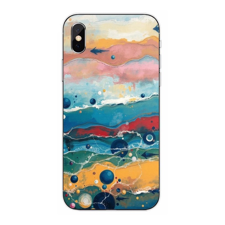 Husa compatibila cu Apple iPhone XS Silicon Gel Tpu Model Painted Waterworld