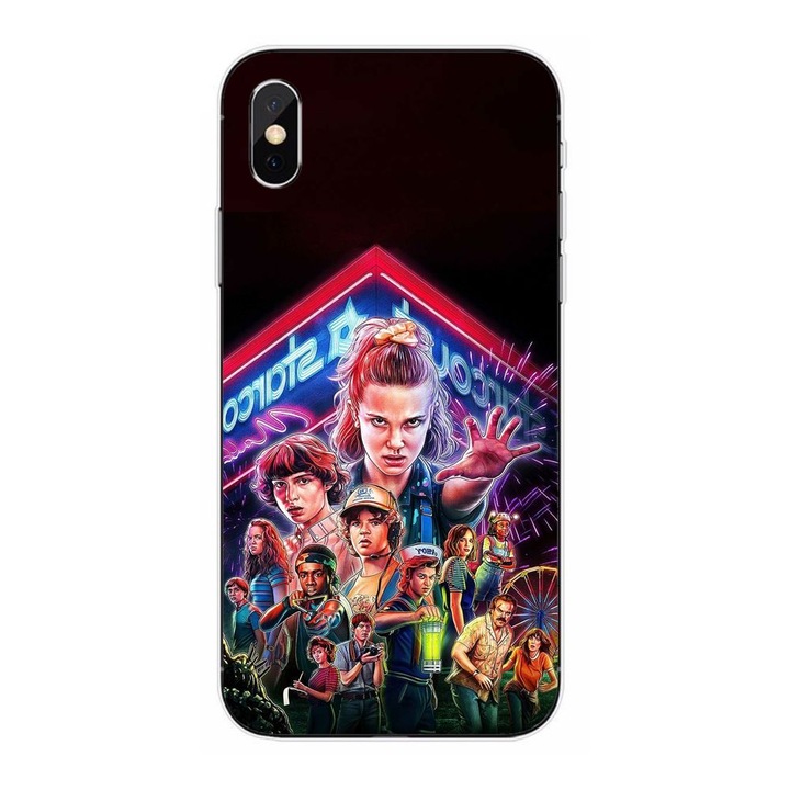 Husa compatibila cu Apple iPhone XS Silicon Gel Tpu Model Stranger Things All Team