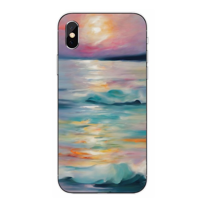 Husa compatibila cu Apple iPhone XS Silicon Gel Tpu Model Watercolor Sea View