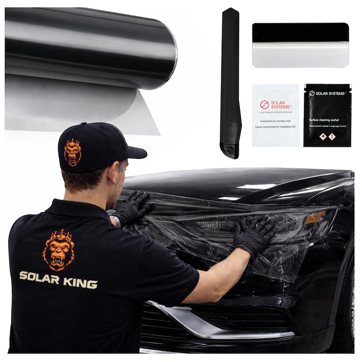Folie PPF Faruri Auto Solar King Light Black 30x100cm, 50%, Protectie si Tuning