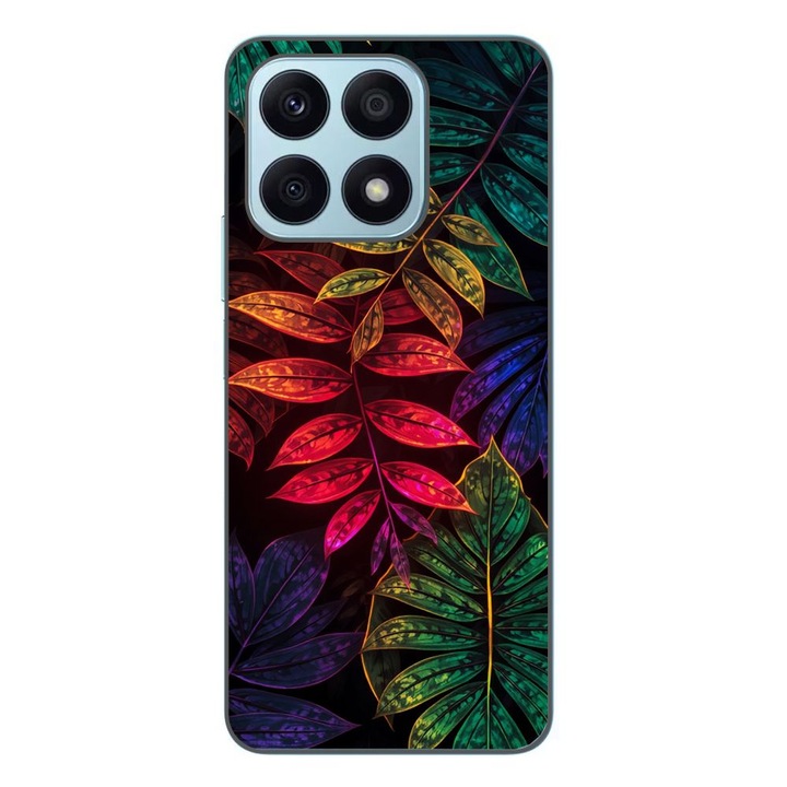 Husa compatibila cu Honor X8a Silicon Gel Tpu Model Minmal Neon Leaves Pattern