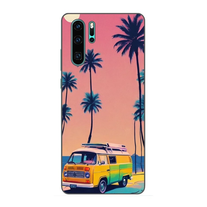 Husa compatibila cu Huawei P30 Pro Silicon Gel Tpu Model Summer Vibes Camper and Palms Pop Art