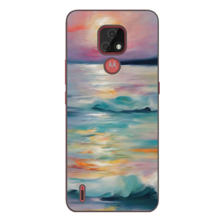 Husa compatibila cu Motorola Moto E7 Silicon Gel Tpu Model Watercolor Sea View