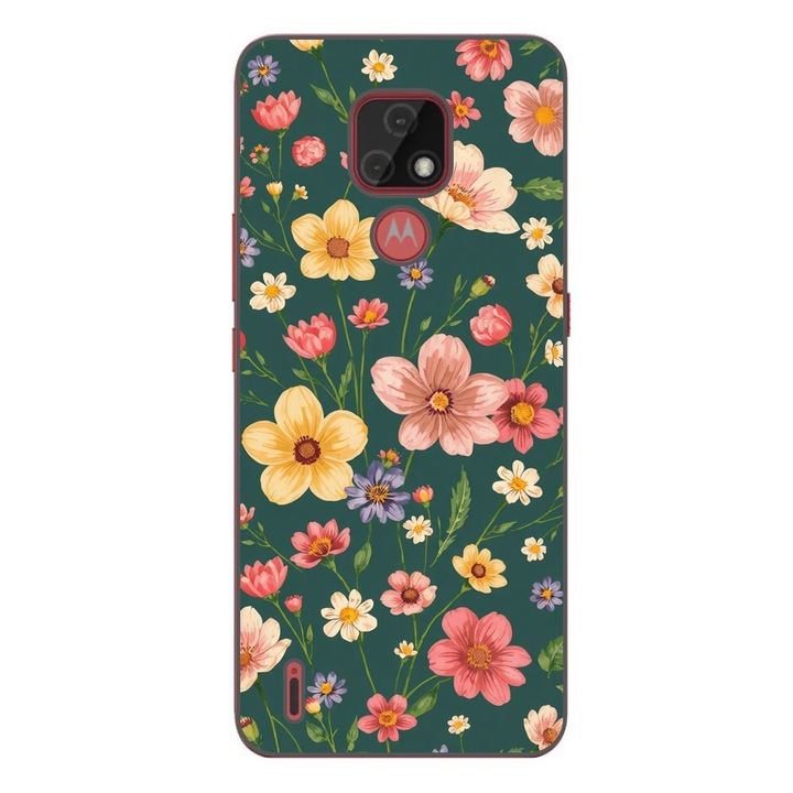Husa compatibila cu Motorola Moto E7 Silicon Gel Tpu Model Vintage Spring Flowers
