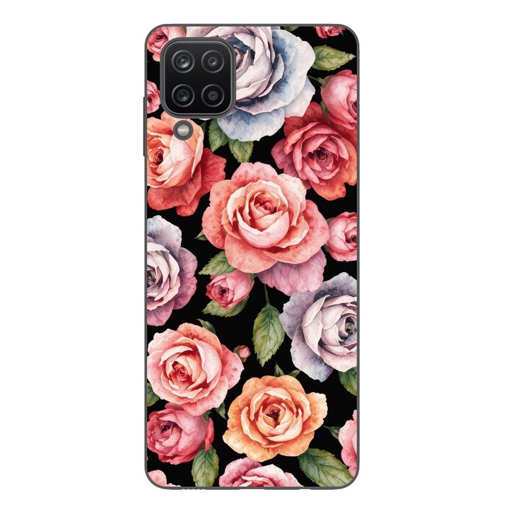 Husa compatibila cu Samsung Galaxy A12 Silicon Gel Tpu Model Colorfull Roses Pattern