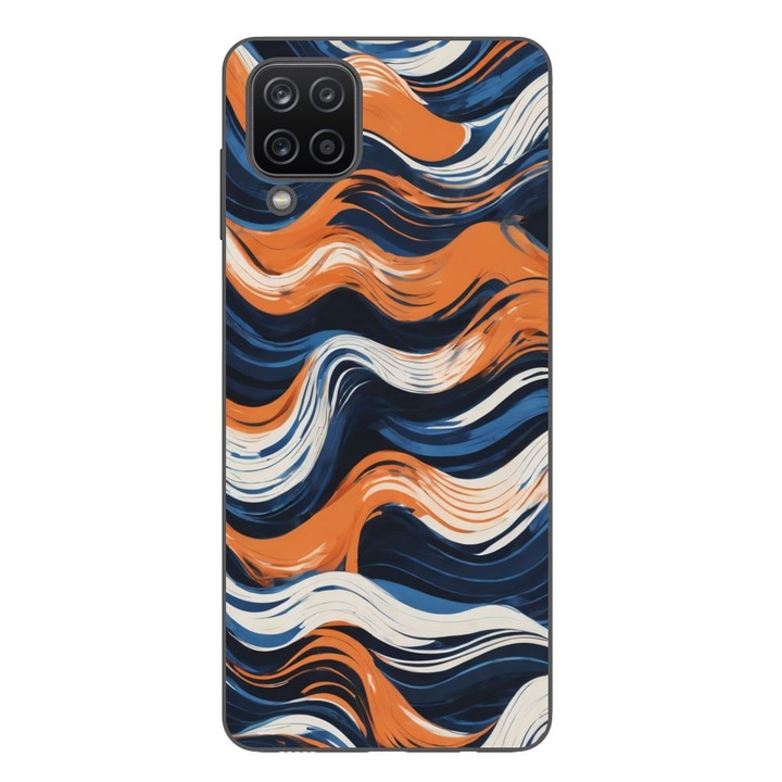 Husa compatibila cu Samsung Galaxy A12 Silicon Gel Tpu Model Abstract Crazy Orange Waves