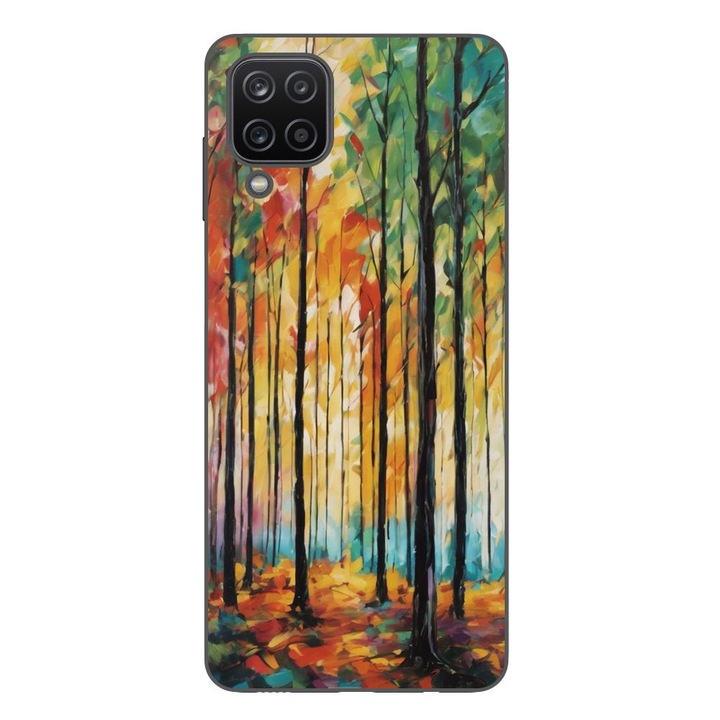 Husa compatibila cu Samsung Galaxy A12 Silicon Gel Tpu Model Colored Forest Art