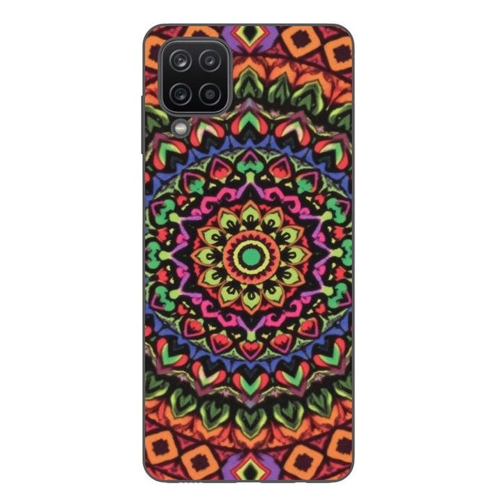 Husa compatibila cu Samsung Galaxy A12 Silicon Gel Tpu Model Colorfull Mandala Orange Power