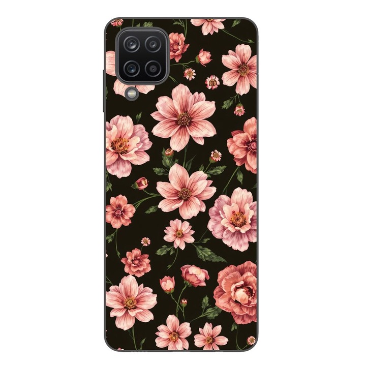 Husa compatibila cu Samsung Galaxy A12 Silicon Gel Tpu Model Pink Spring Flowers