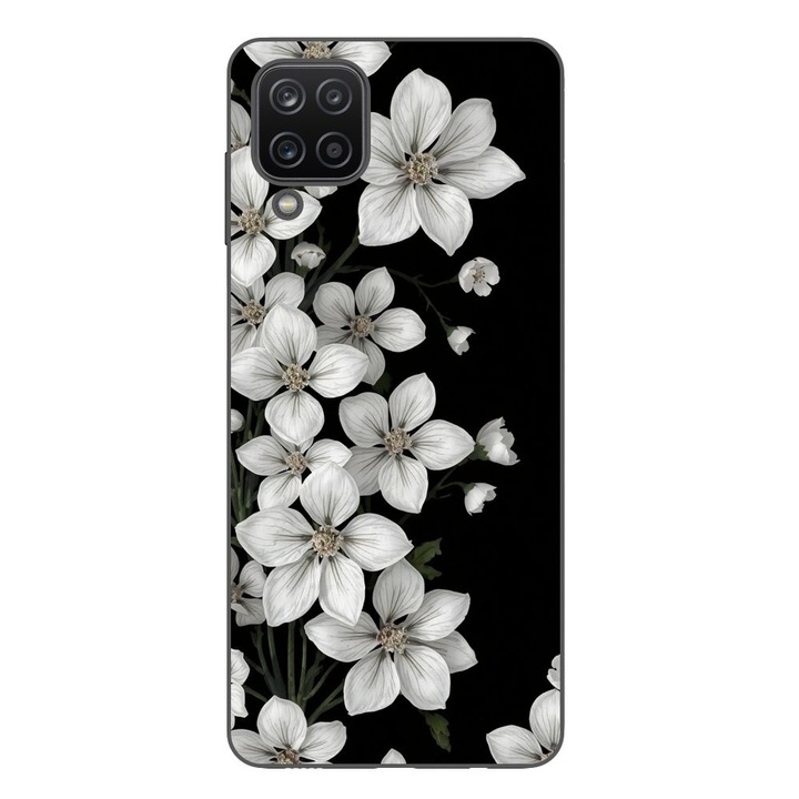 Husa compatibila cu Samsung Galaxy A12 Silicon Gel Tpu Model Pure White Flowers