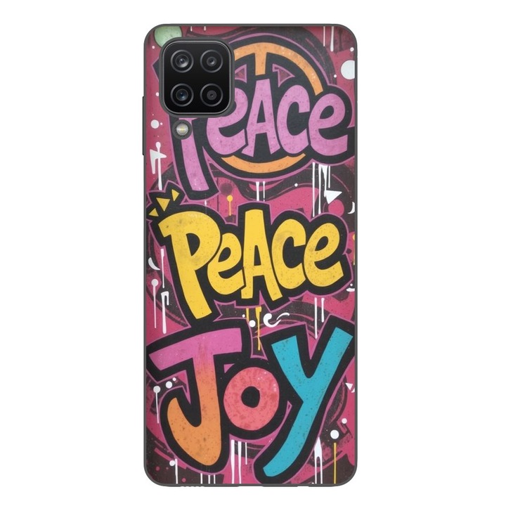 Husa compatibila cu Samsung Galaxy A12 Silicon Gel Tpu Model Peace and Joy Graffiti