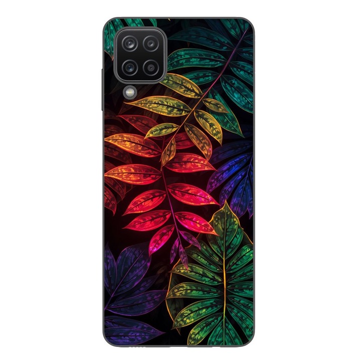 Husa compatibila cu Samsung Galaxy A12 Silicon Gel Tpu Model Minmal Neon Leaves Pattern