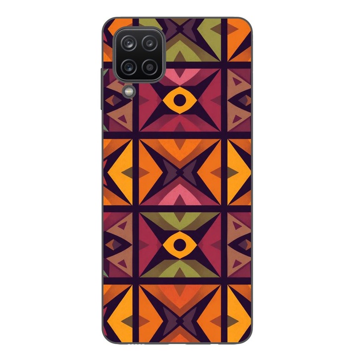 Husa compatibila cu Samsung Galaxy A12 Silicon Gel Tpu Model Tribal Retro Shapes