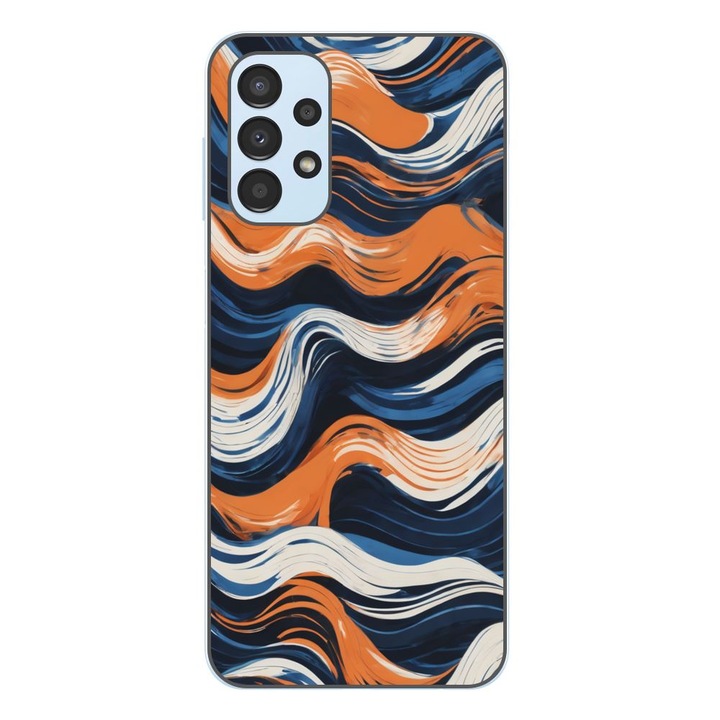 Husa compatibila cu Samsung Galaxy A23 4G, A23 5G Silicon Gel Tpu Model Abstract Crazy Orange Waves